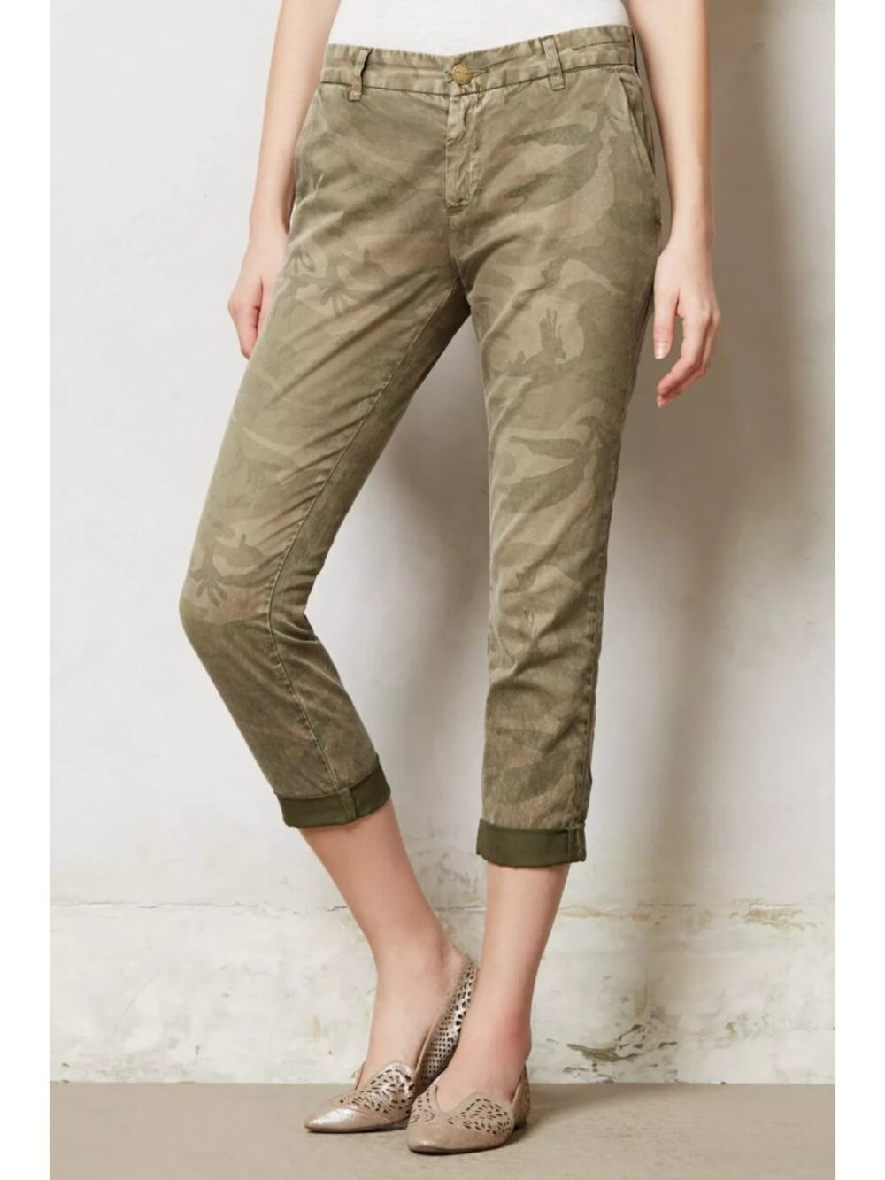 NWT Anthropologie Current/Elliott The Buddy Trouser in Army Camo Chino Pants 26